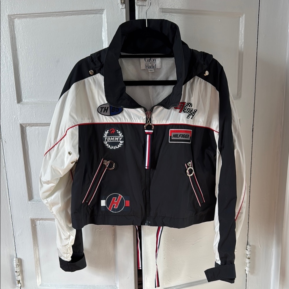 Tommy Hilfiger Black and White Cropped Jacket